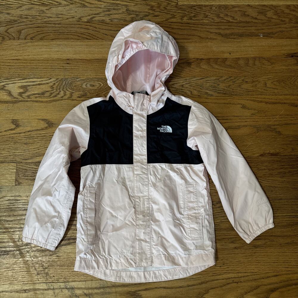 The North Face Toddler 4T Pink Black Hooded Windbreaker Jacket Mesh Lined Coat
